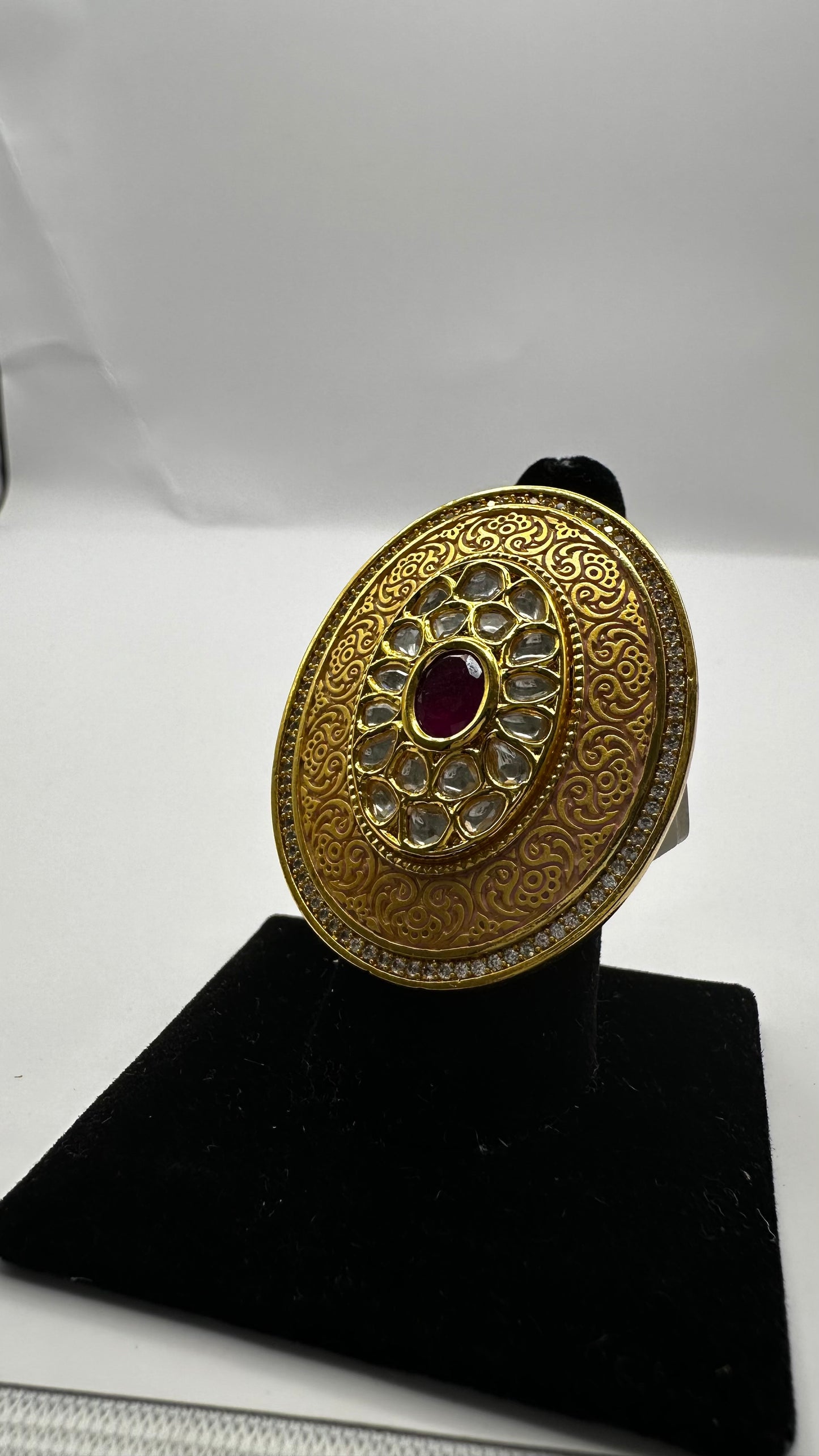 Oval Minakari Ring