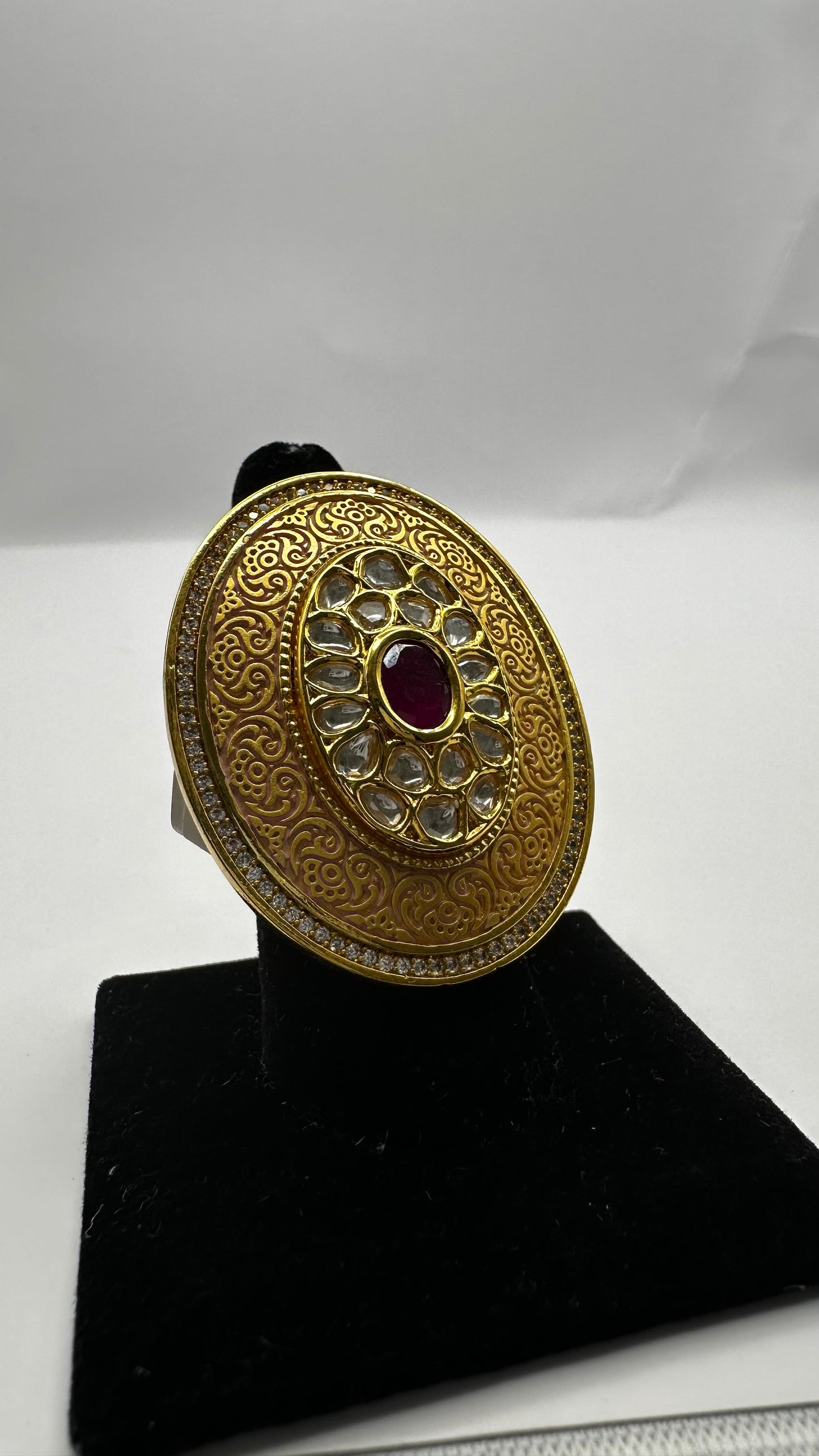 Oval Minakari Ring