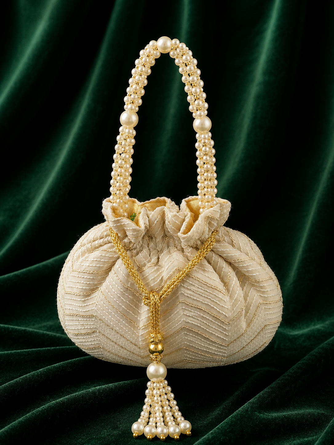 Ivory Chevron Potli