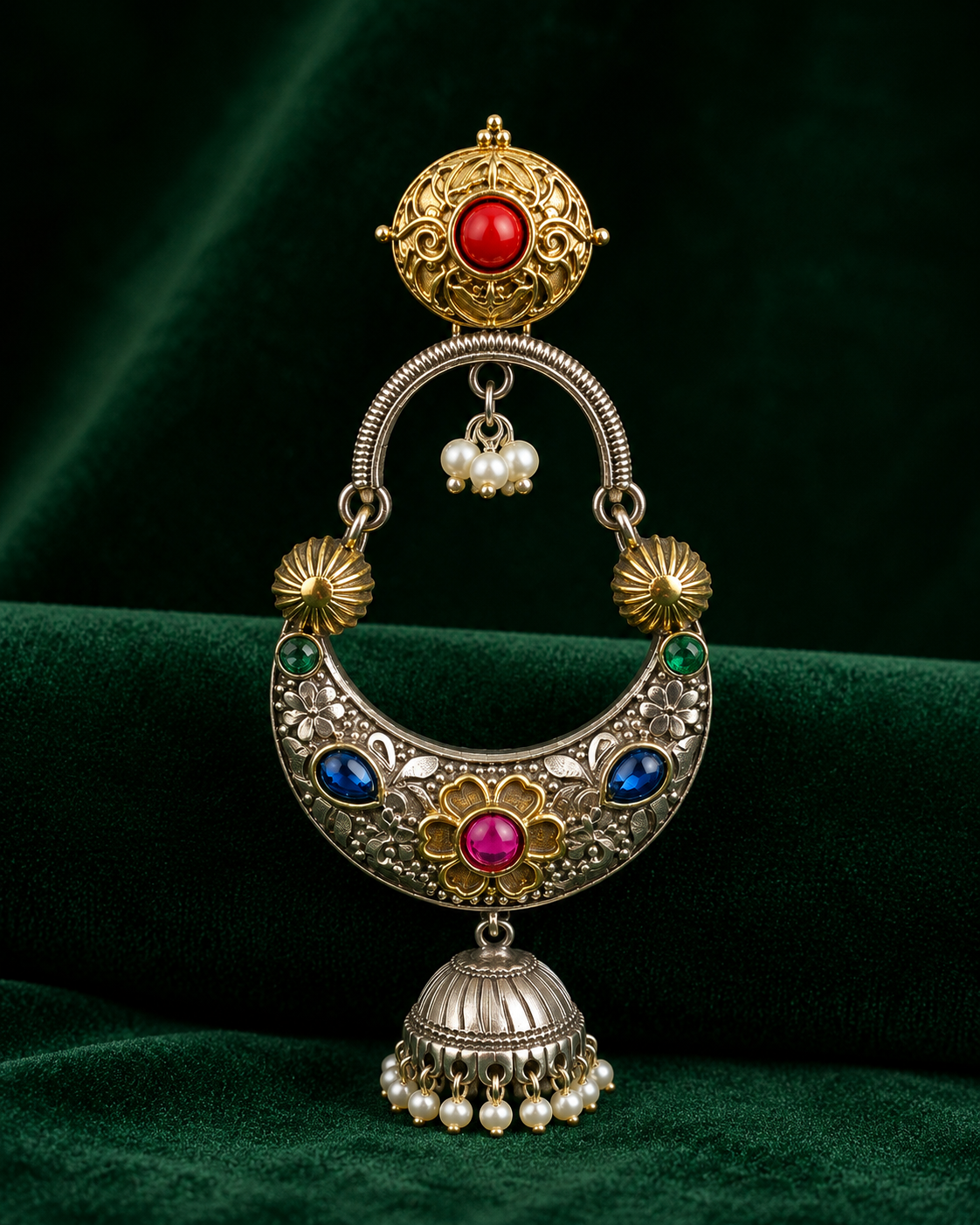 Two Tone Oxidize Chandbali