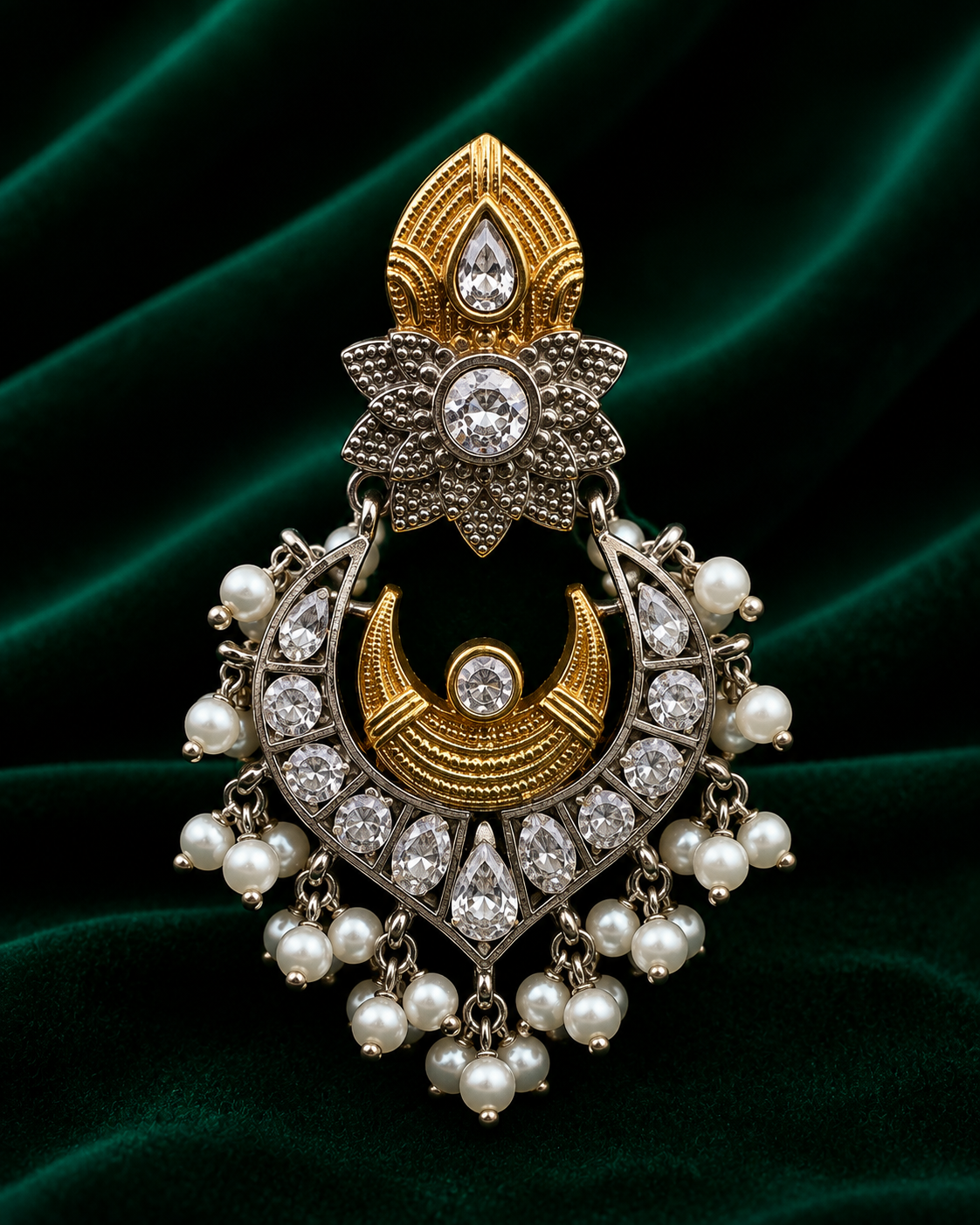 Chandbali Oxidize Two Tone Earring