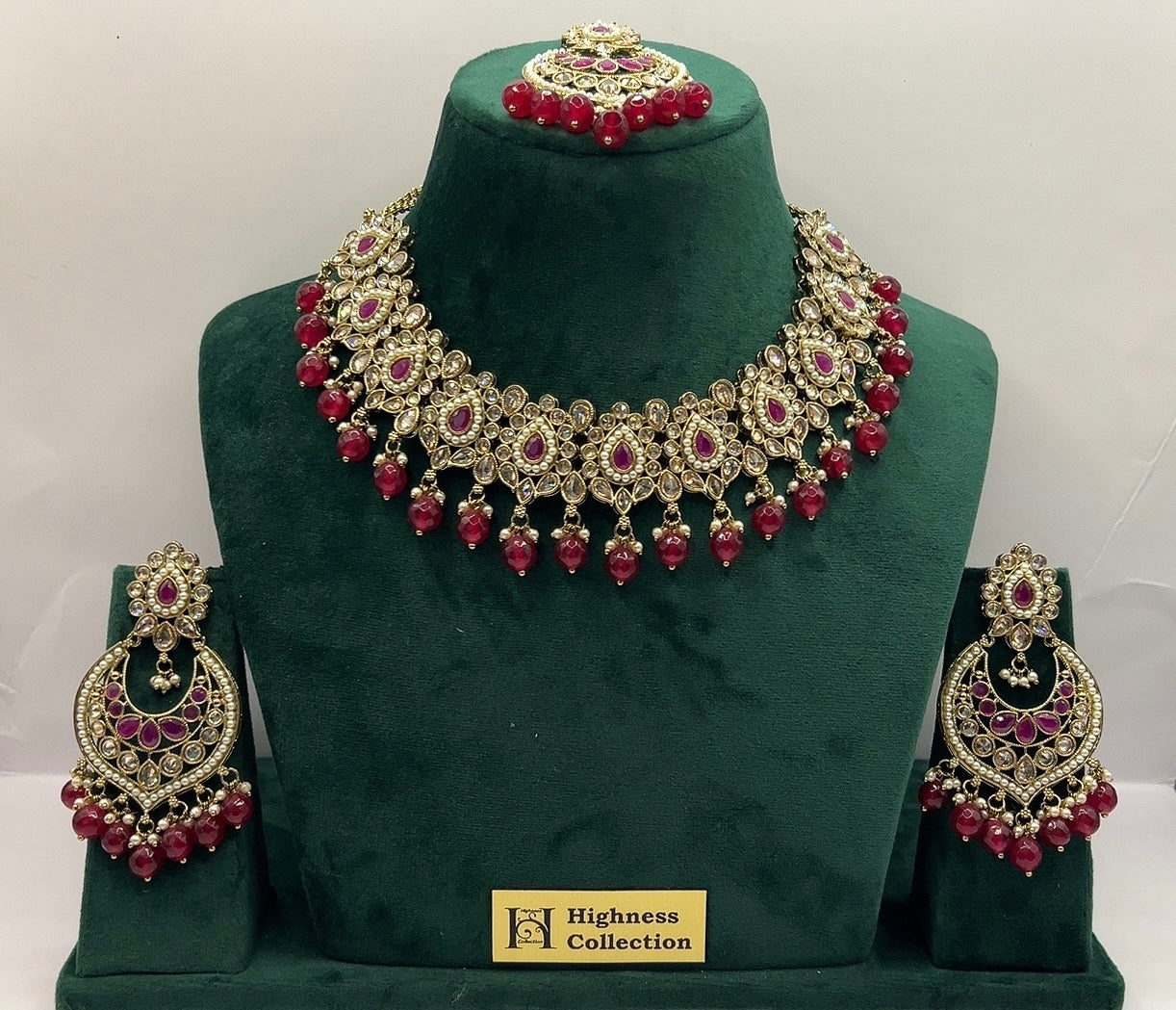 Ruby Dull Gold Necklace