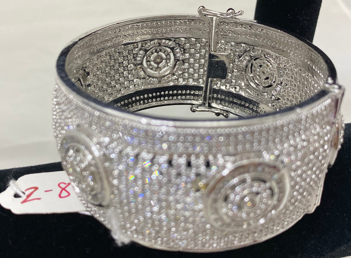 Silver Lock Kada with Baguette Size 2.8