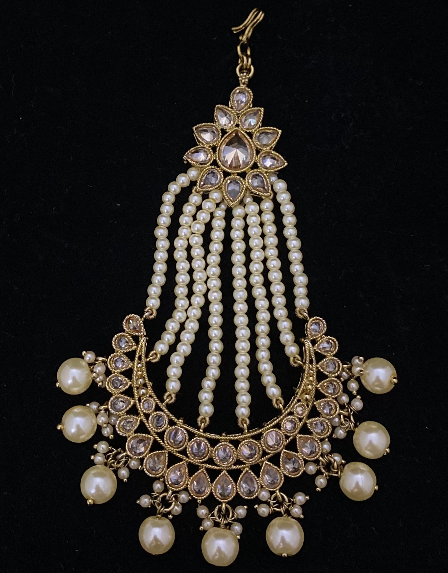 Pearl White Stones Jhumar/Paasa