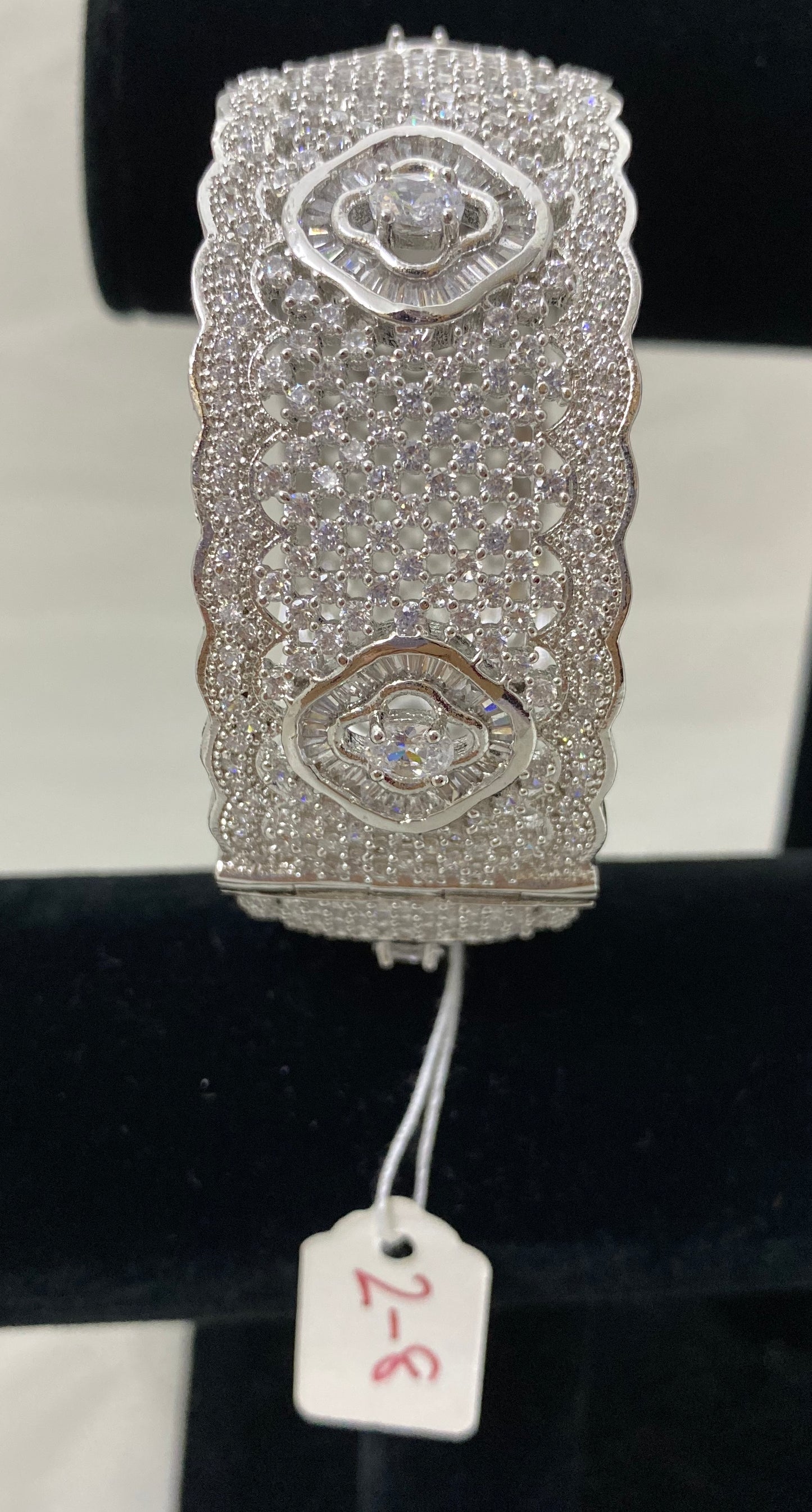 Silver Lock Kada with Baguette Size 2.8