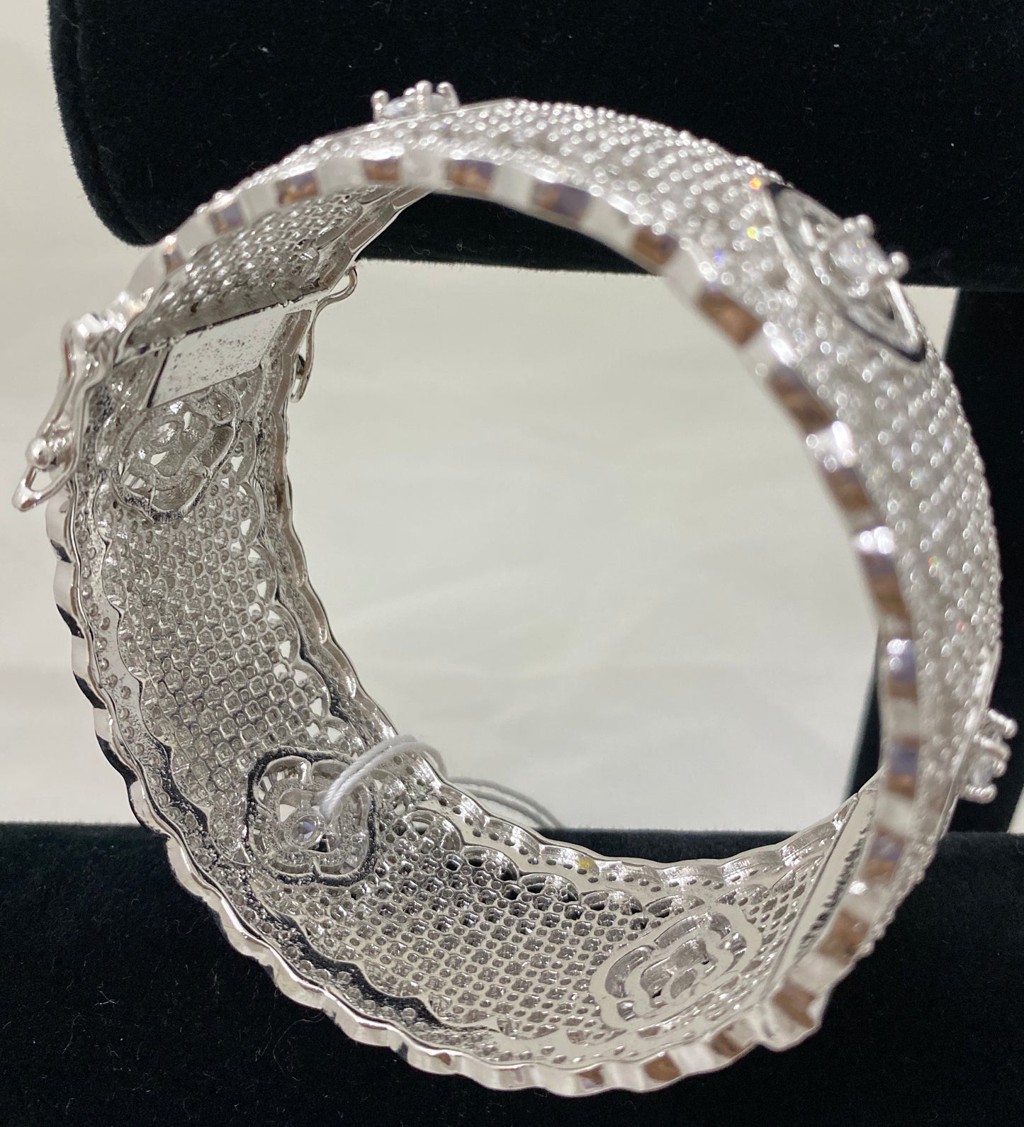 Silver Lock Kada with Baguette Size 2.8