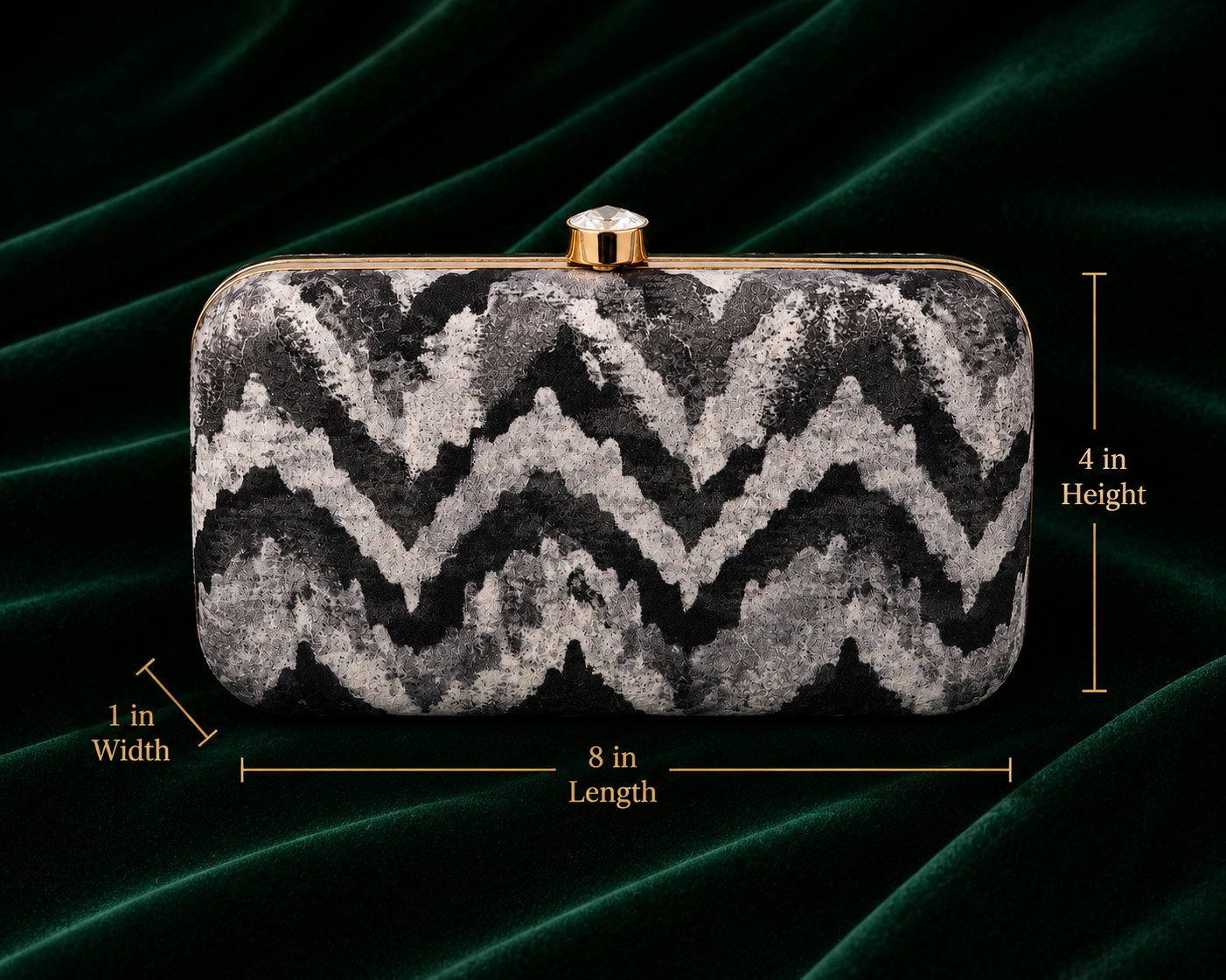 Moonstone Chevron Clutch
