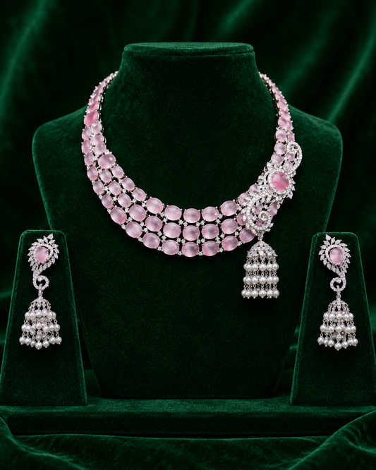 Moon Rose Jhumka Necklace