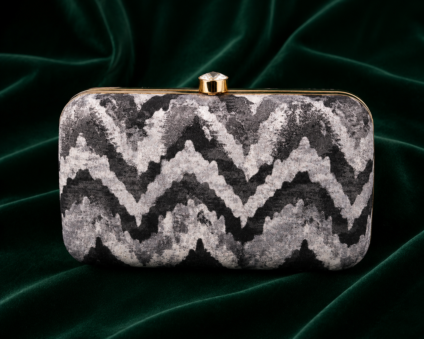 Moonstone Chevron Clutch