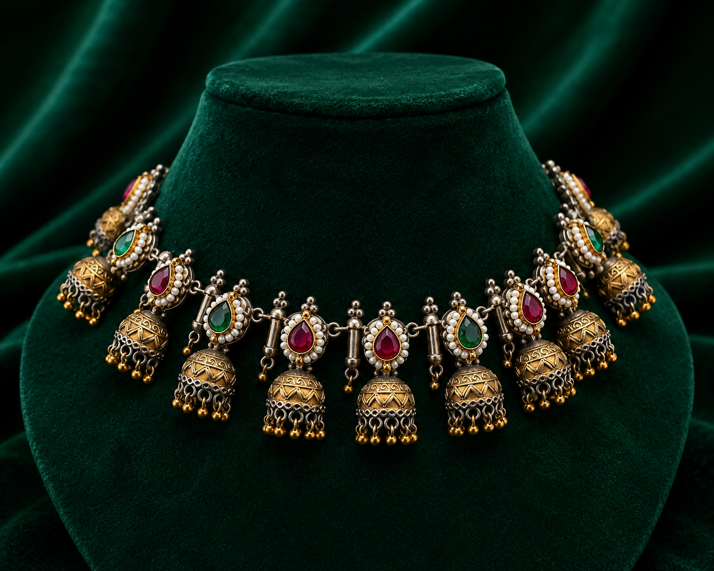 Oxidize Two Tone Necklace