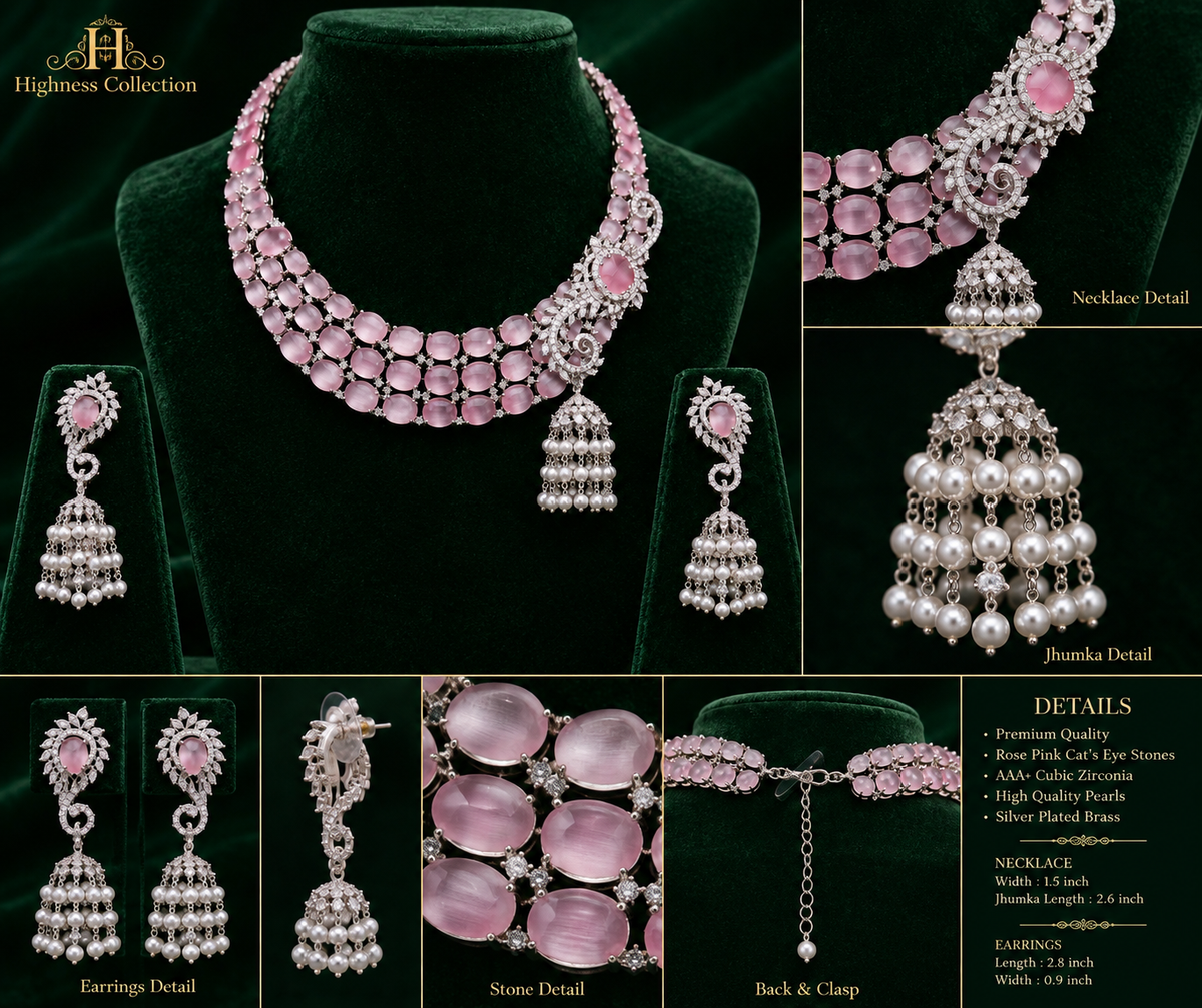 Moon Rose Jhumka Necklace