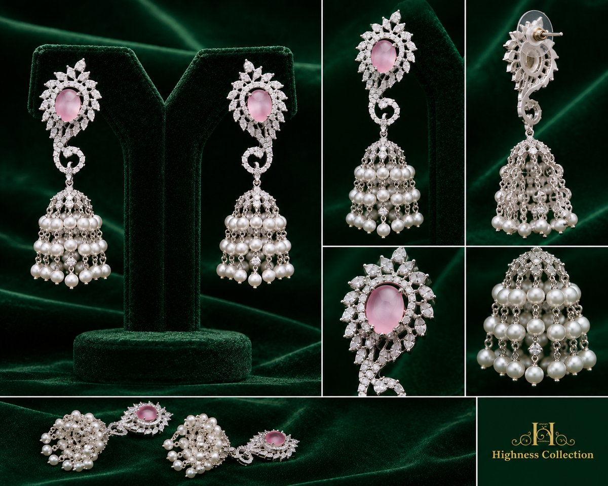 Moon Rose Jhumka Necklace