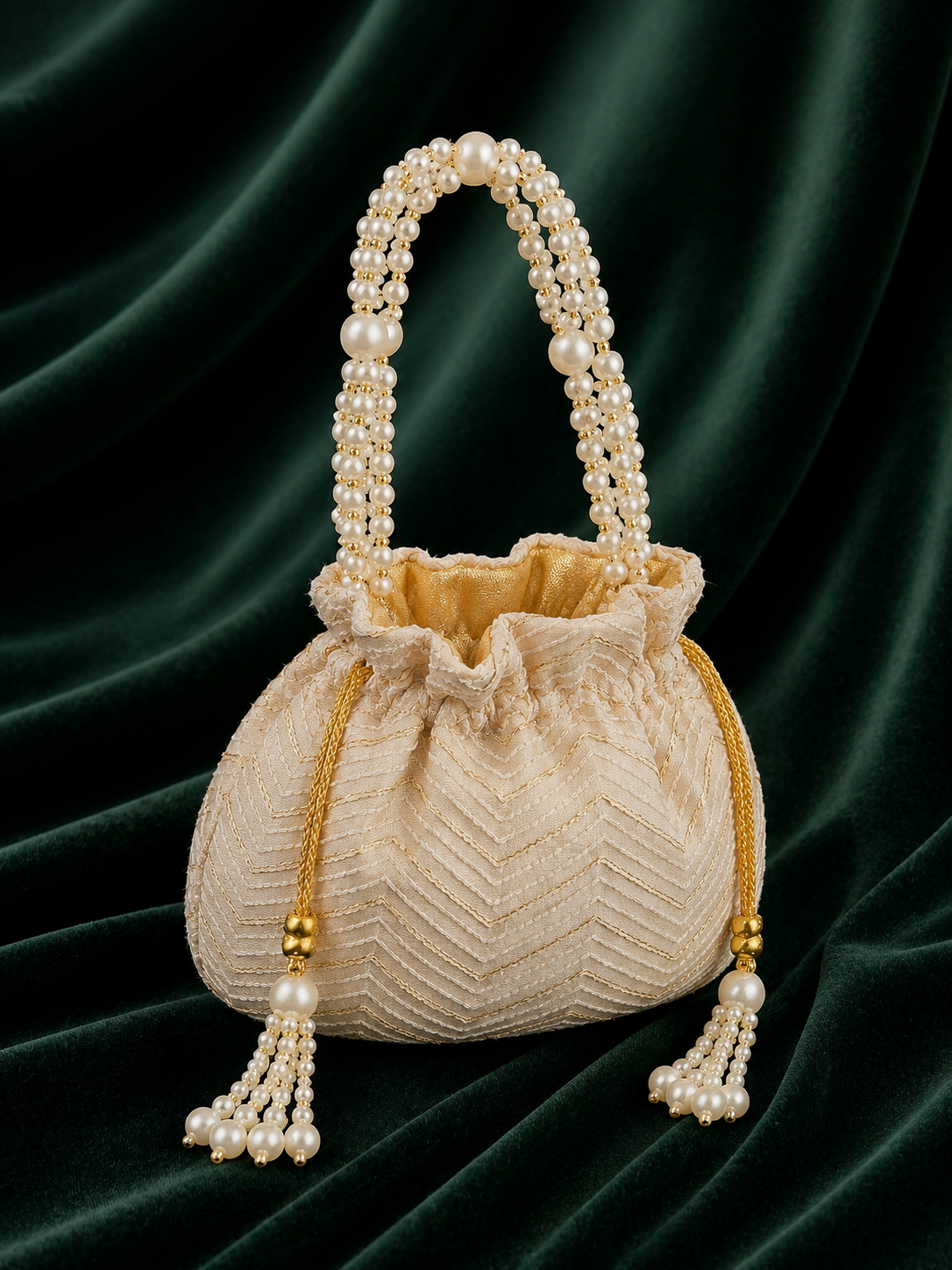 Ivory Chevron Potli