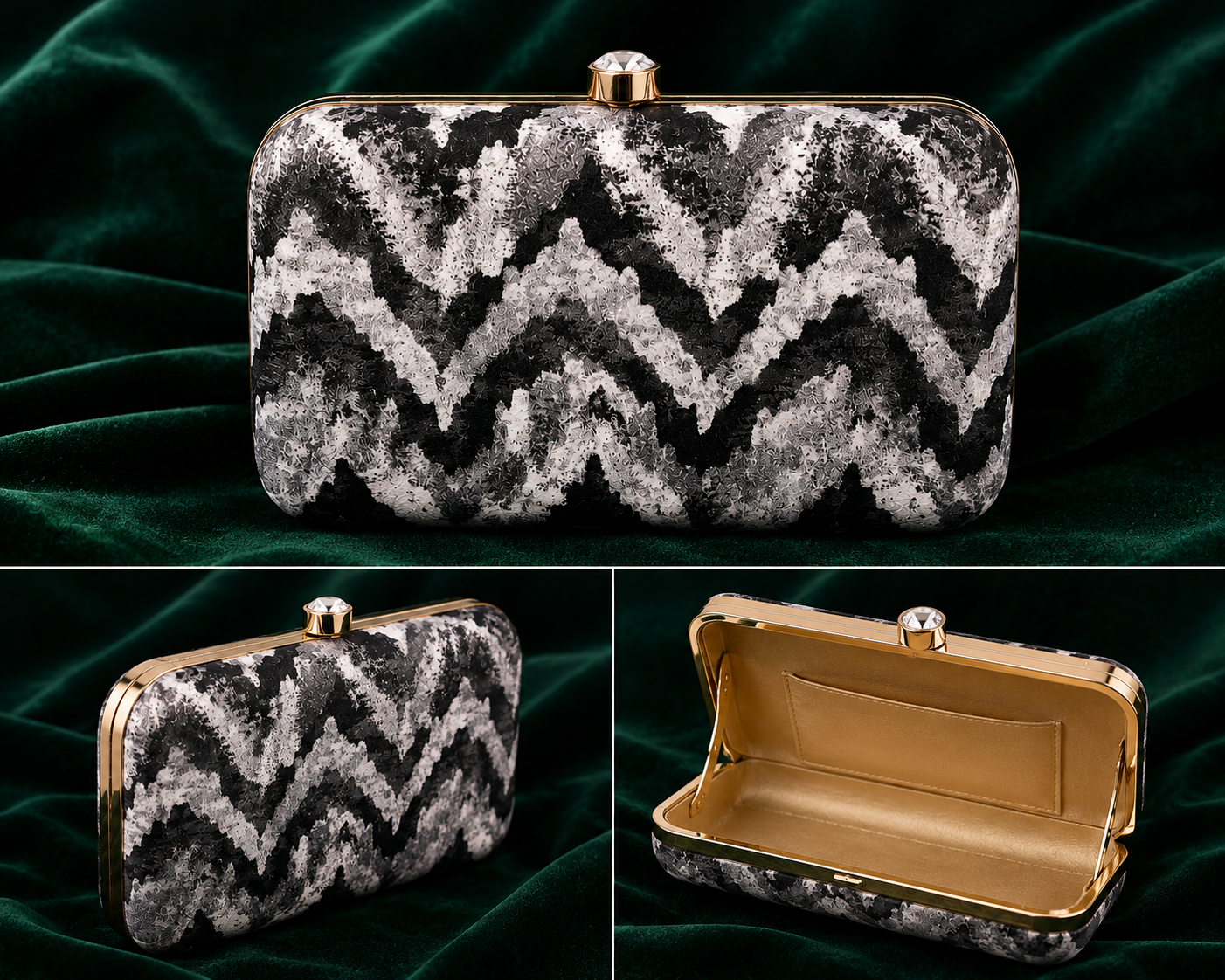 Moonstone Chevron Clutch