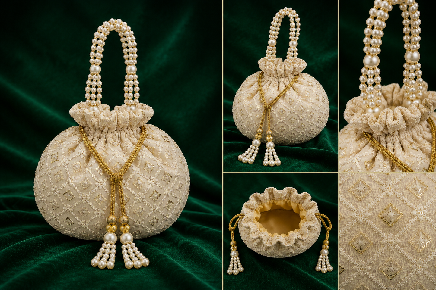 Ivory Mosaic Potli