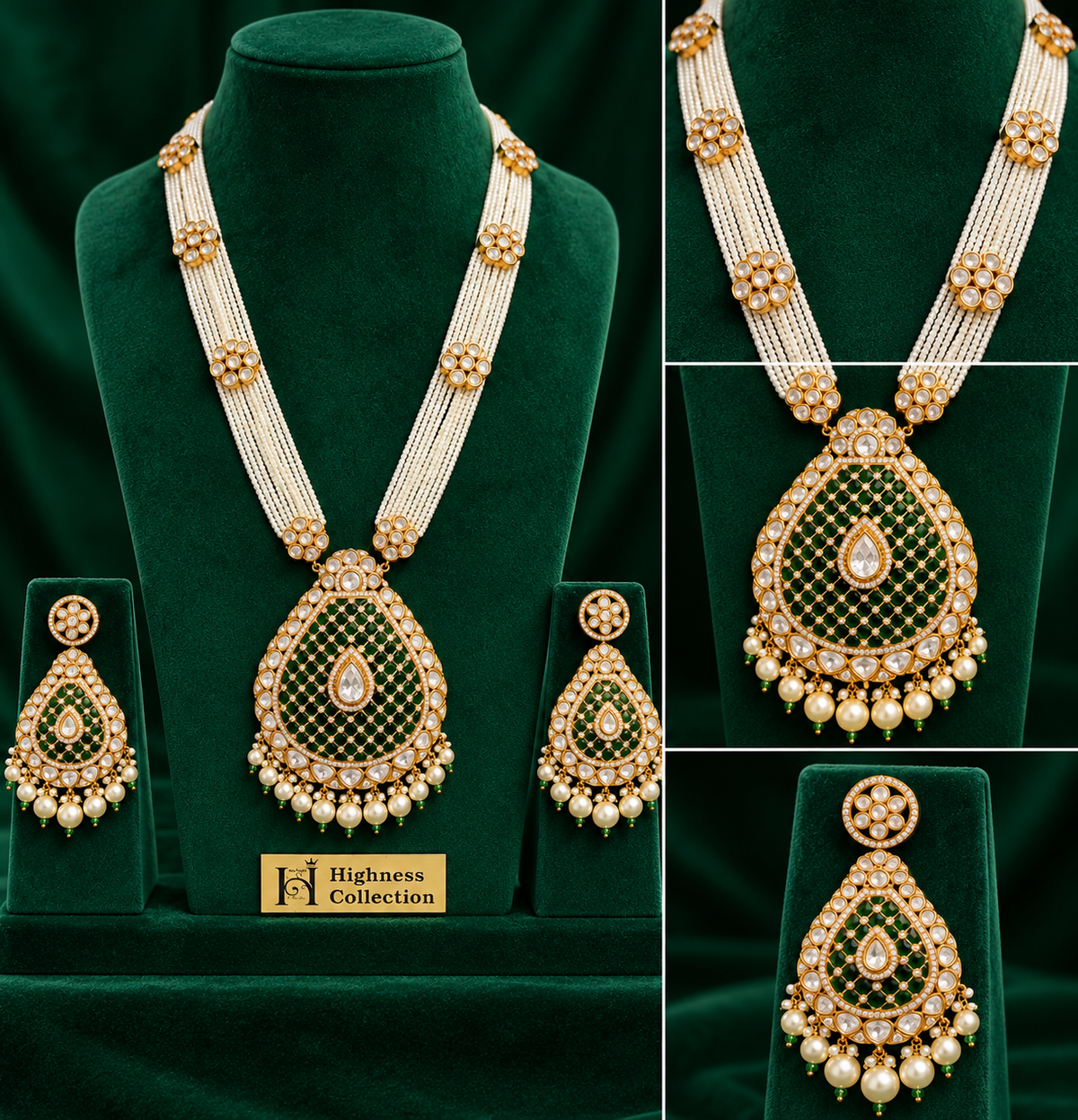 Emerald Paachi Kundan mala