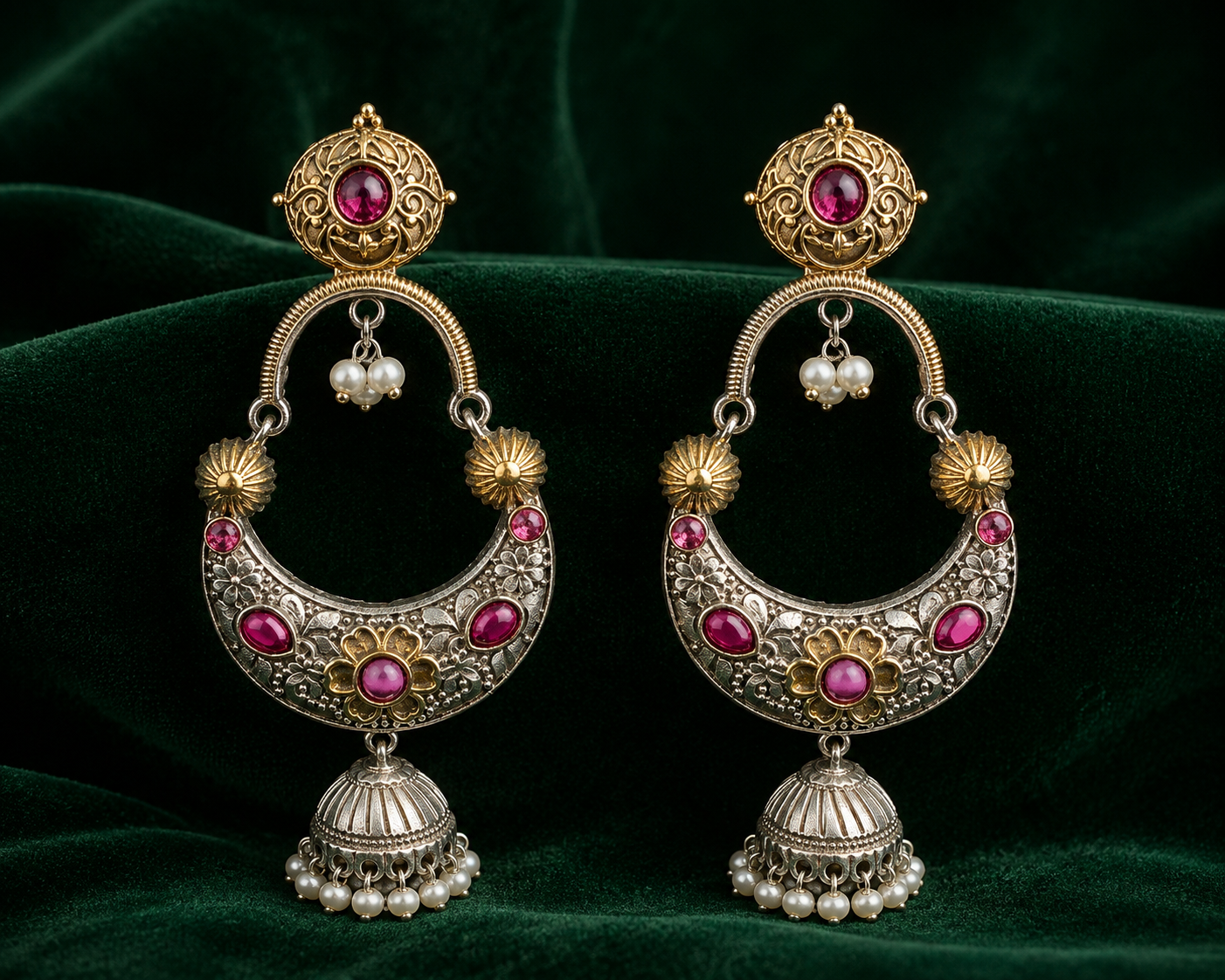 Two Tone Oxidize Chandbali