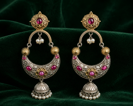 Two Tone Oxidize Chandbali