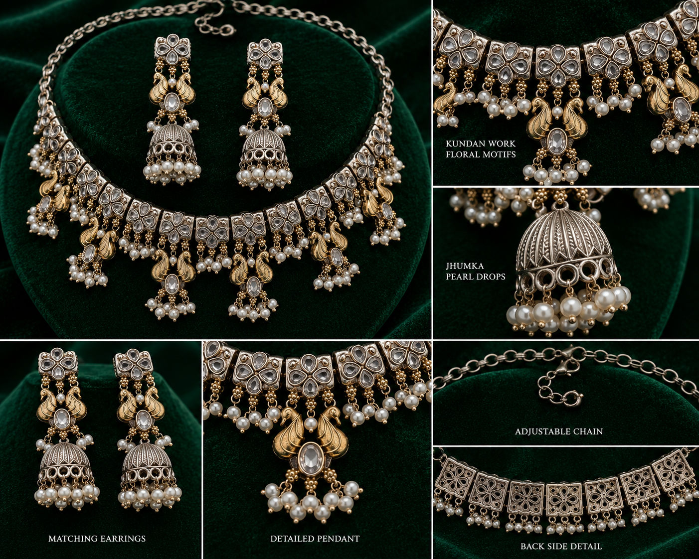 Peacock Pearl Oxidize Necklace