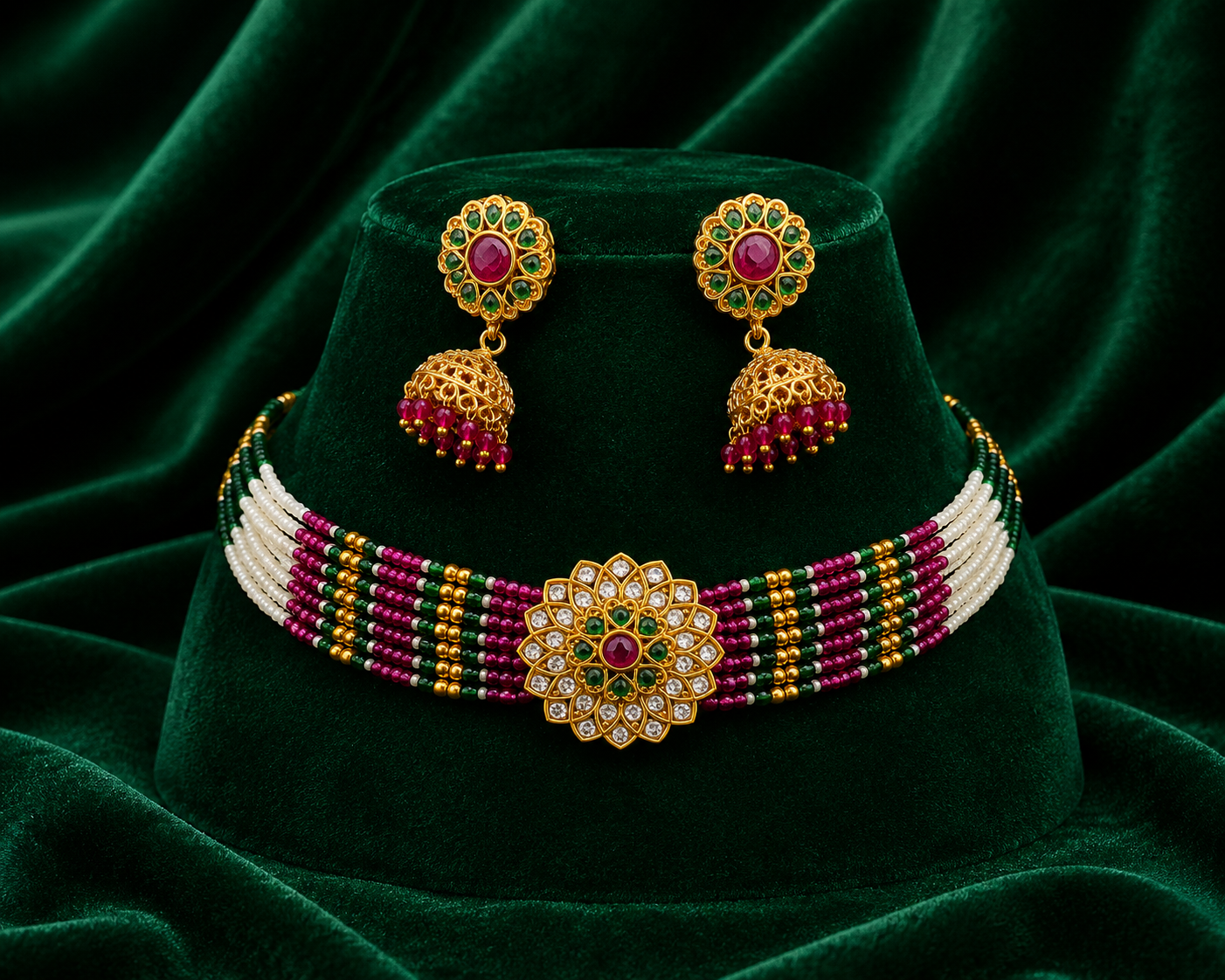 Rajwada Polki Pearl Choker
