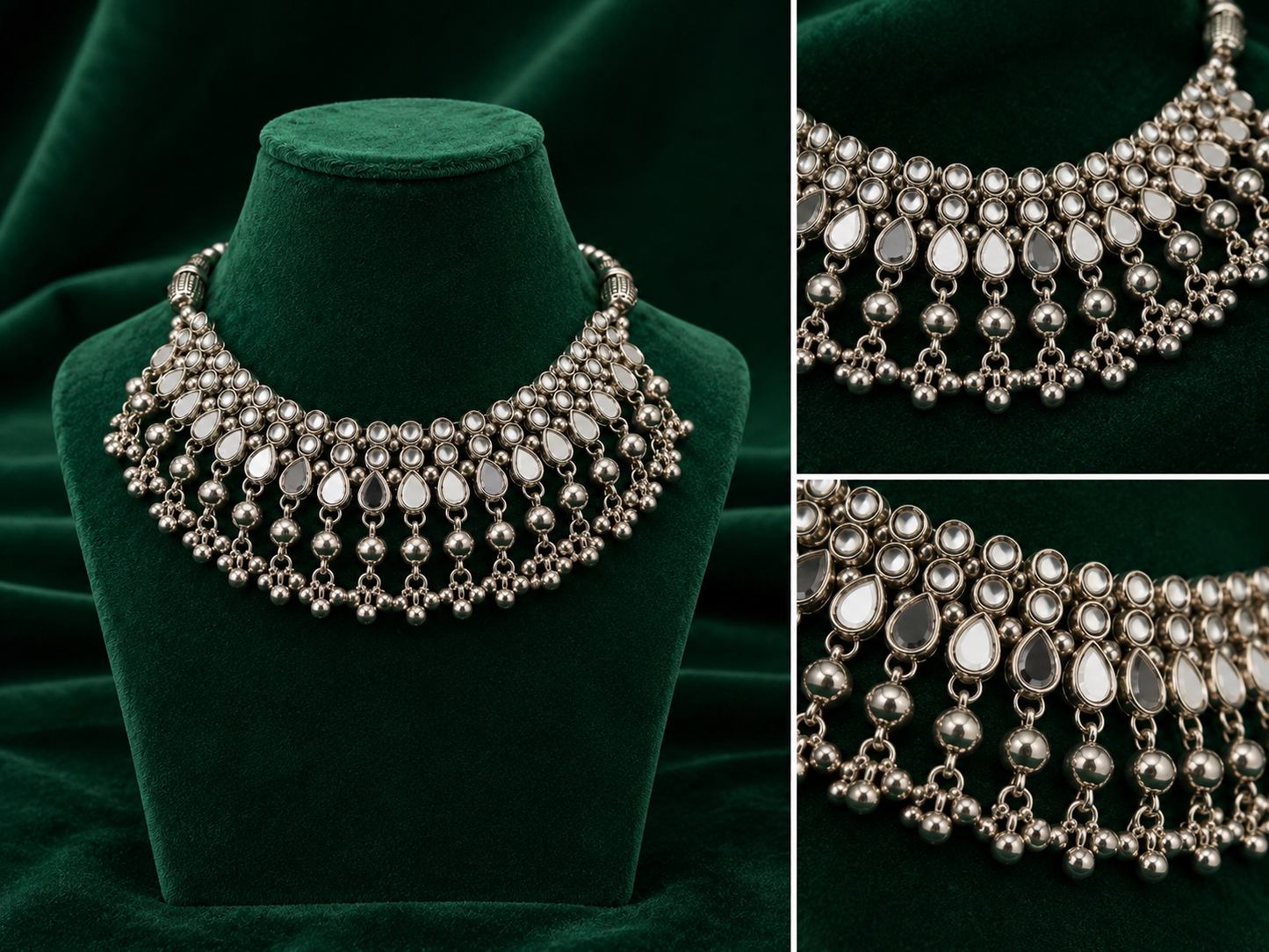 Mirror Oxidize Necklace Set