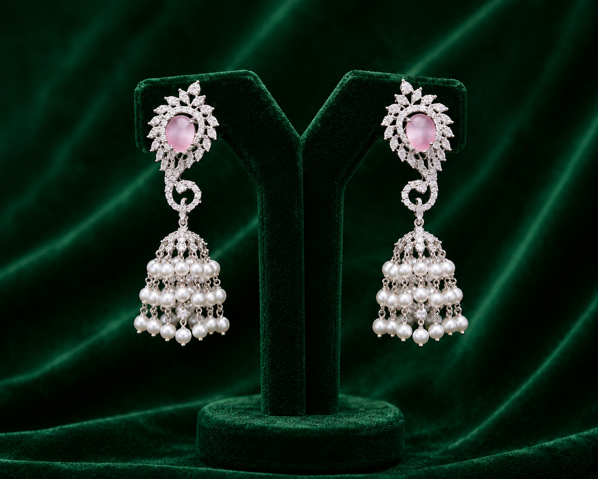 Moon Rose Jhumka Necklace