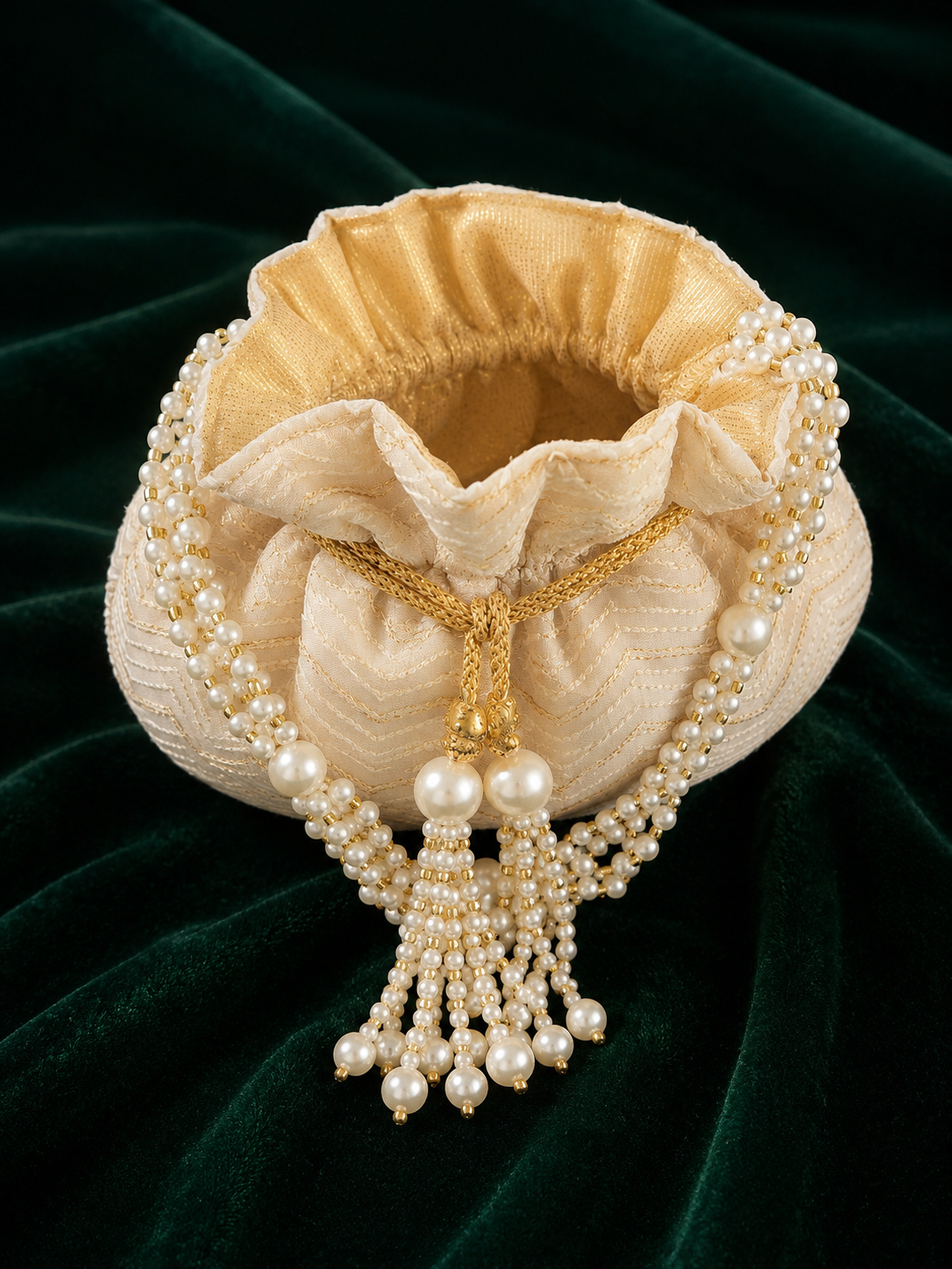 Ivory Chevron Potli