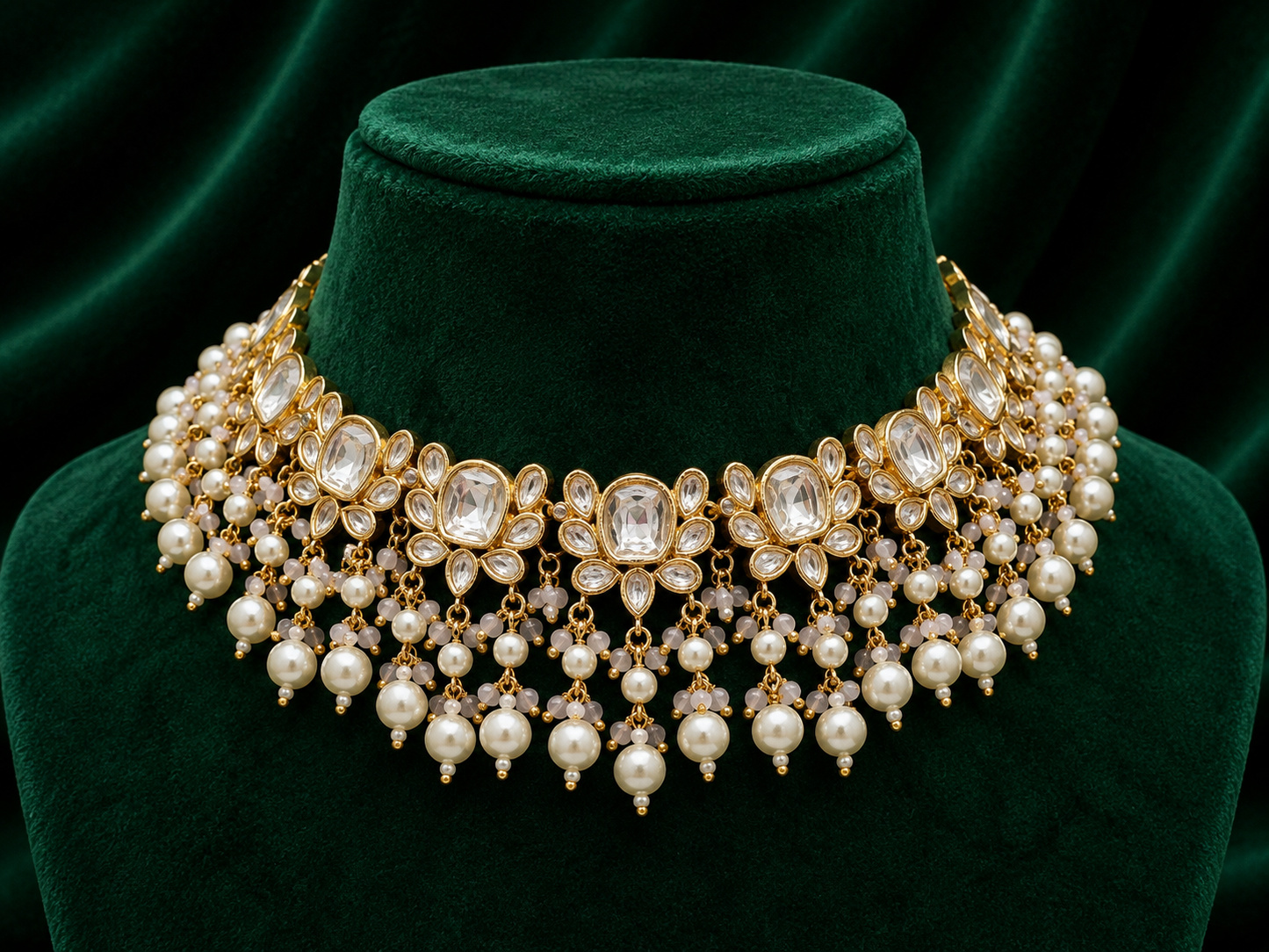 Royal Fleur Paachi Kundan Necklace
