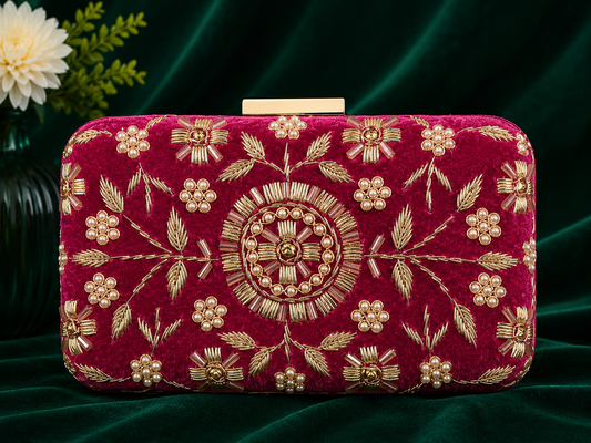 Velvet Blossom Clutch
