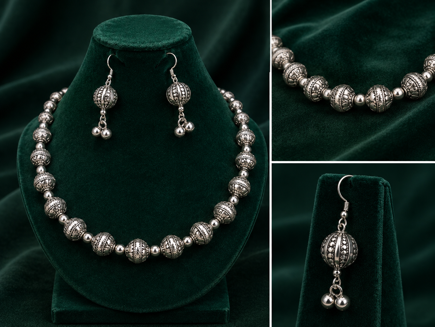 Metal Beaded Oxidize Necklace