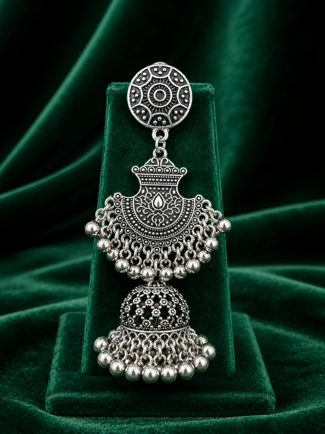 Oxidize Chandbali Jhumka Necklace