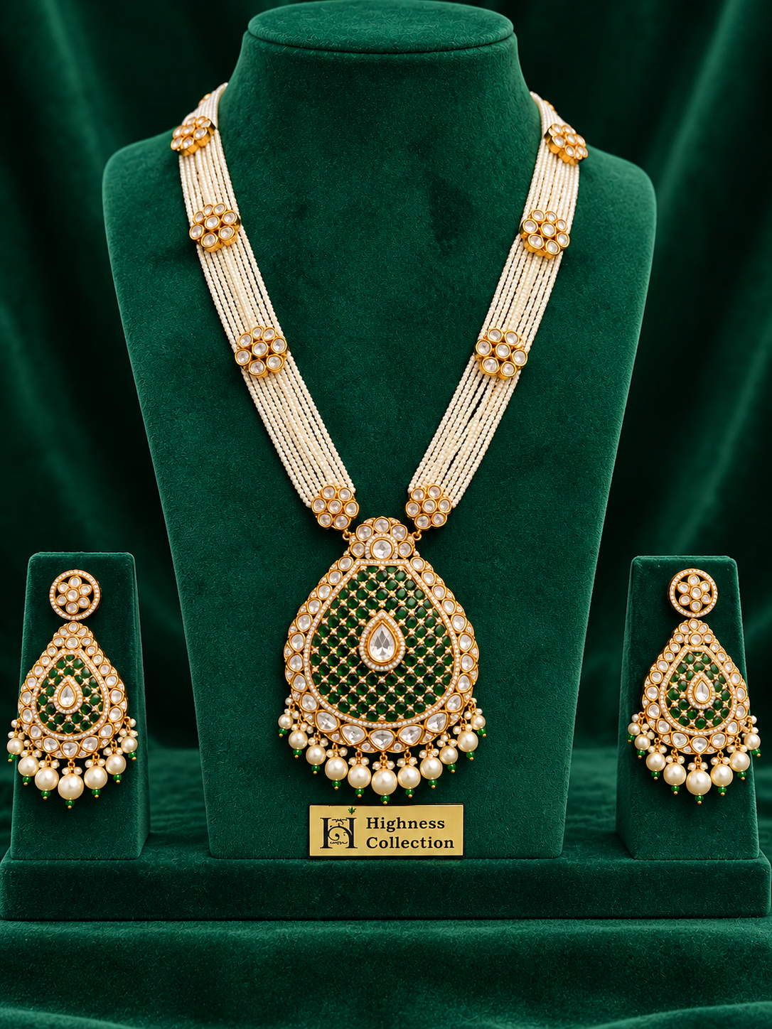 Emerald Paachi Kundan mala