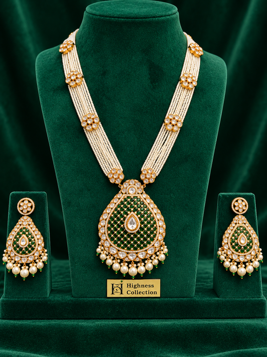 Emerald Paachi Kundan mala