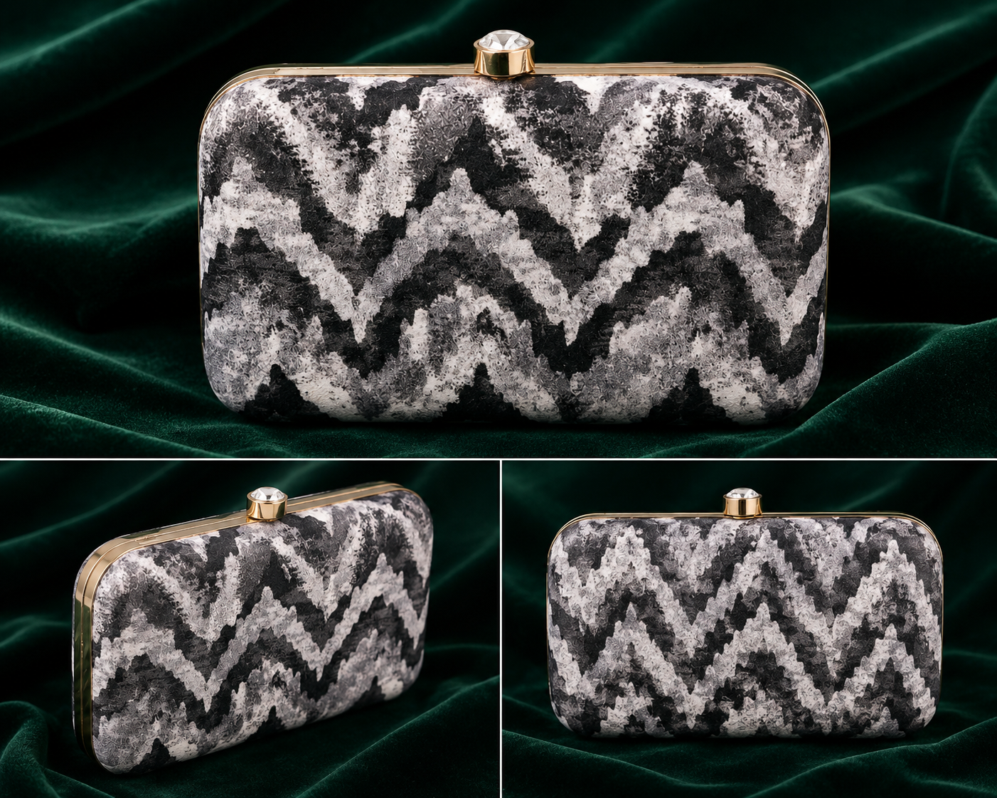 Moonstone Chevron Clutch