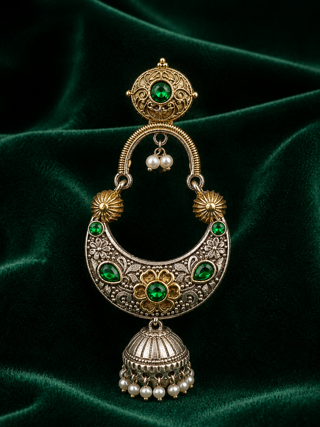 Two Tone Oxidize Chandbali
