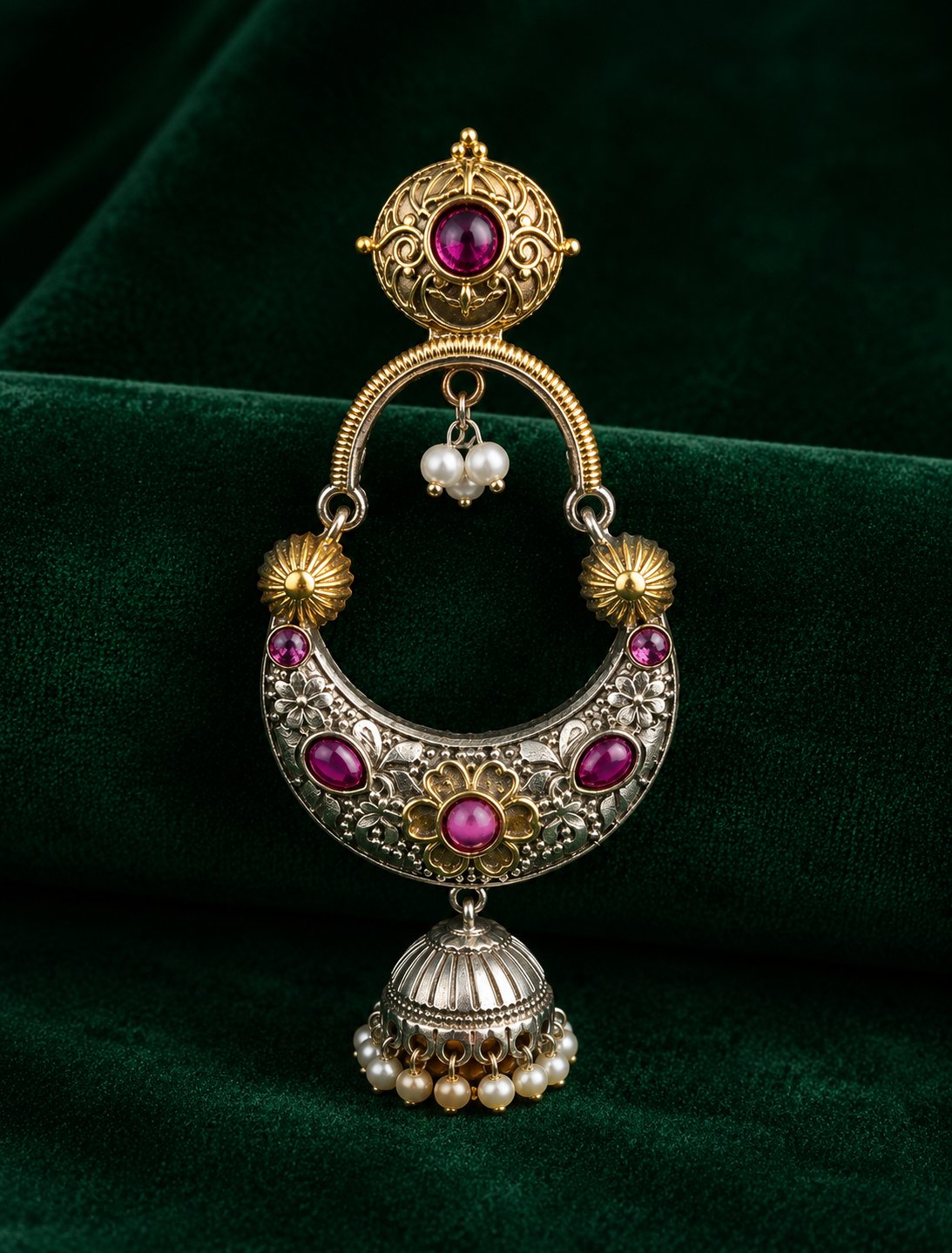 Two Tone Oxidize Chandbali