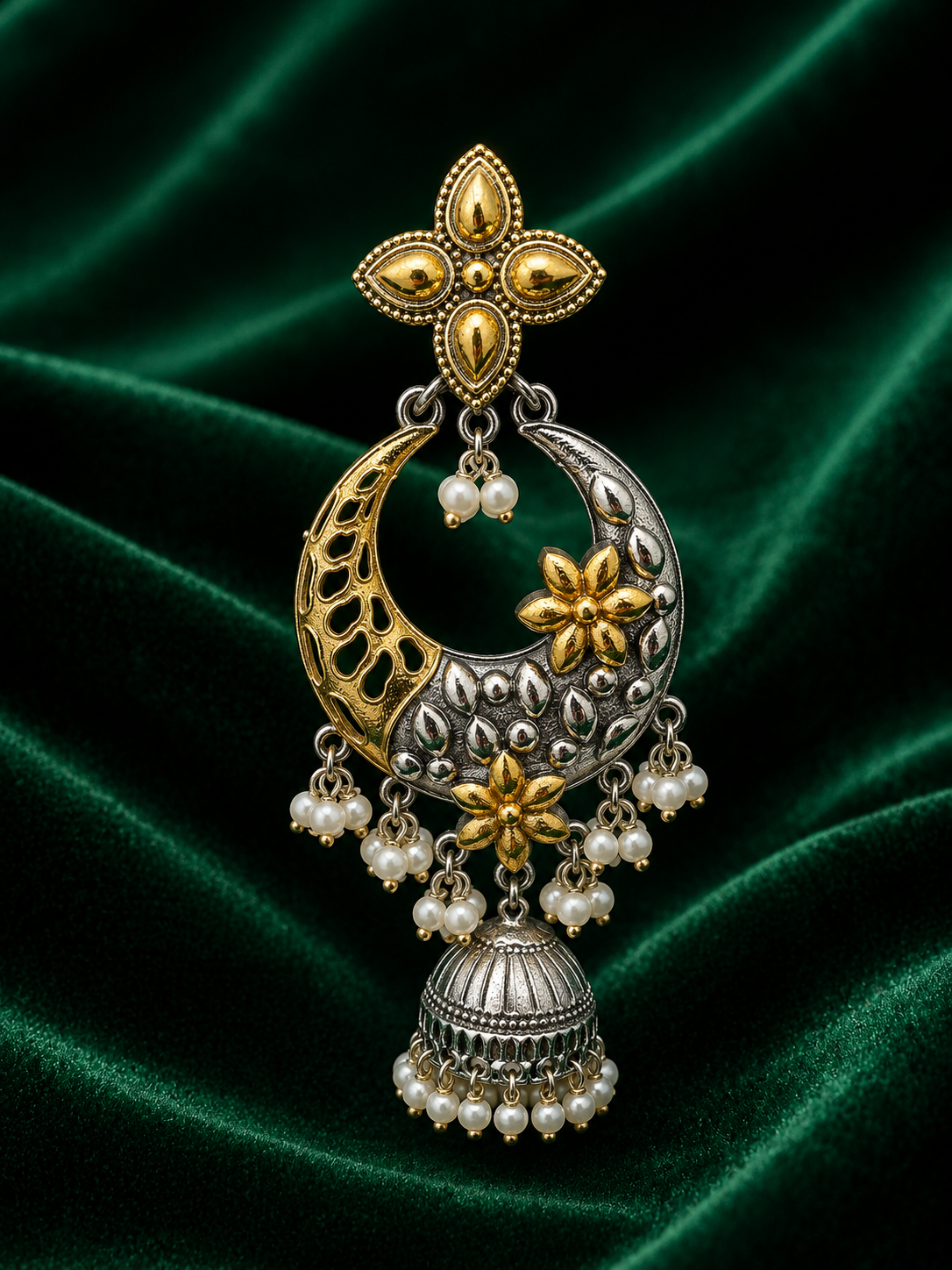Oxidize Chandbali Jhumka