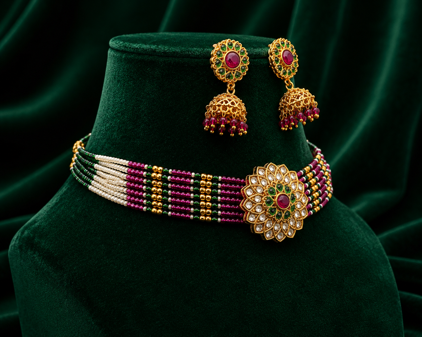 Rajwada Polki Pearl Choker