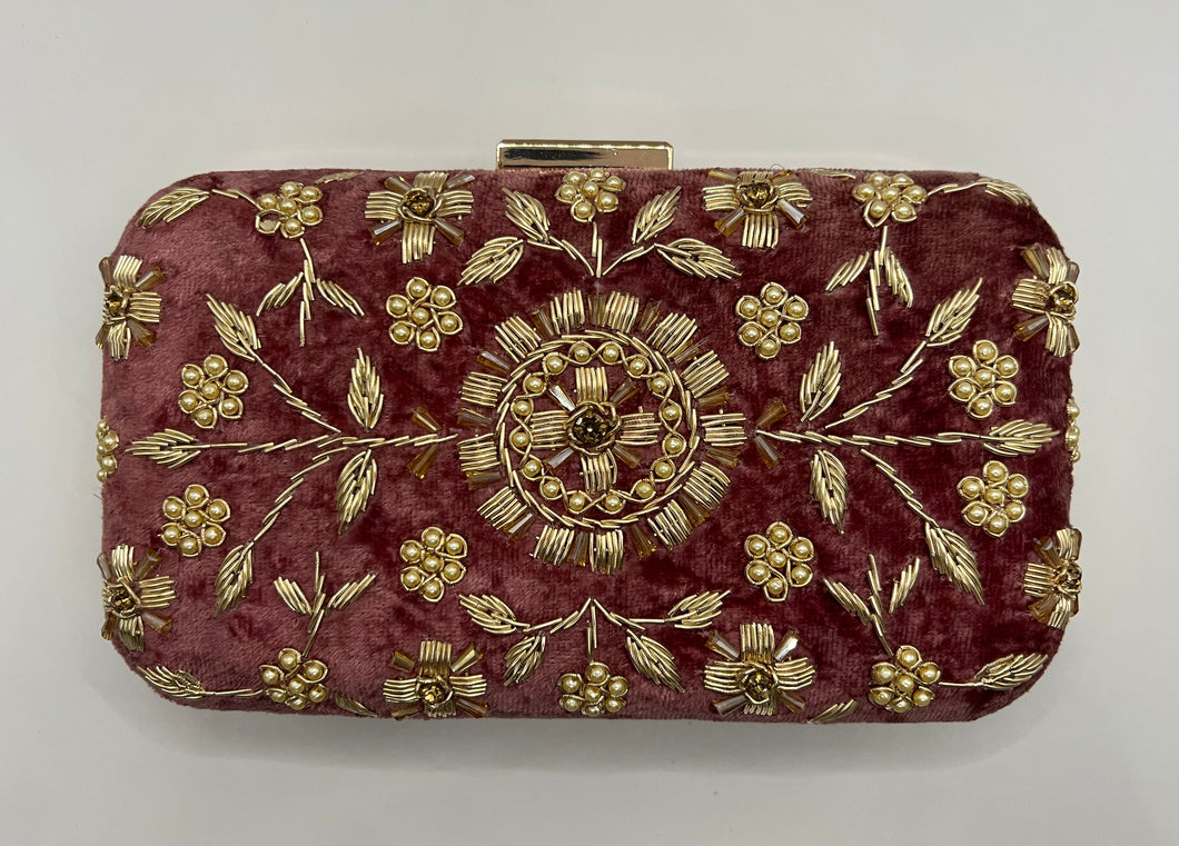 Floral Stitched Purse with Prism Clasp