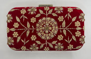 Floral Stitched Purse with Prism Clasp