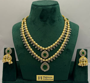 Two Tone Emerald Pearl Set