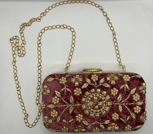 Floral Stitched Purse with Prism Clasp