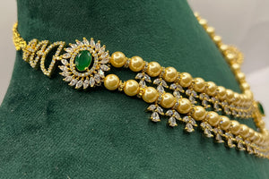 Two Tone Emerald Pearl Set