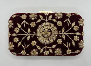 Floral Stitched Purse with Prism Clasp