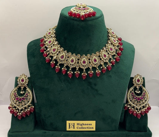 Ruby Dull Gold Necklace