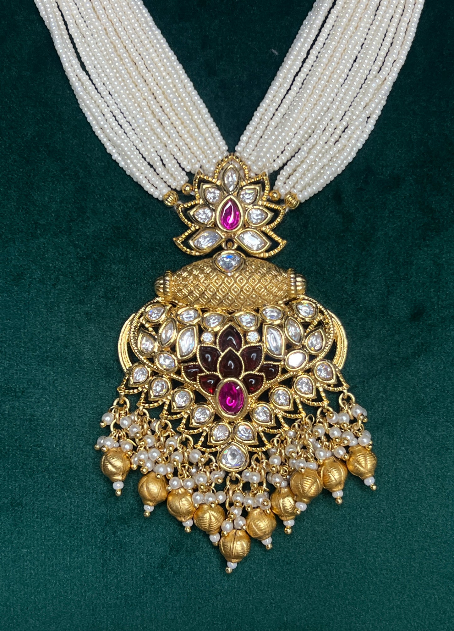 Gold Ruby Pearl Mala