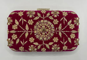 Floral Stitched Purse with Prism Clasp