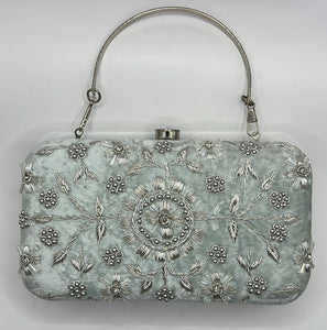 Floral Stitched Purse with Round Clasp