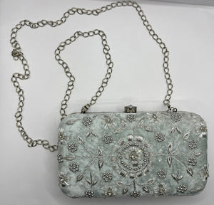 Floral Stitched Purse with Round Clasp