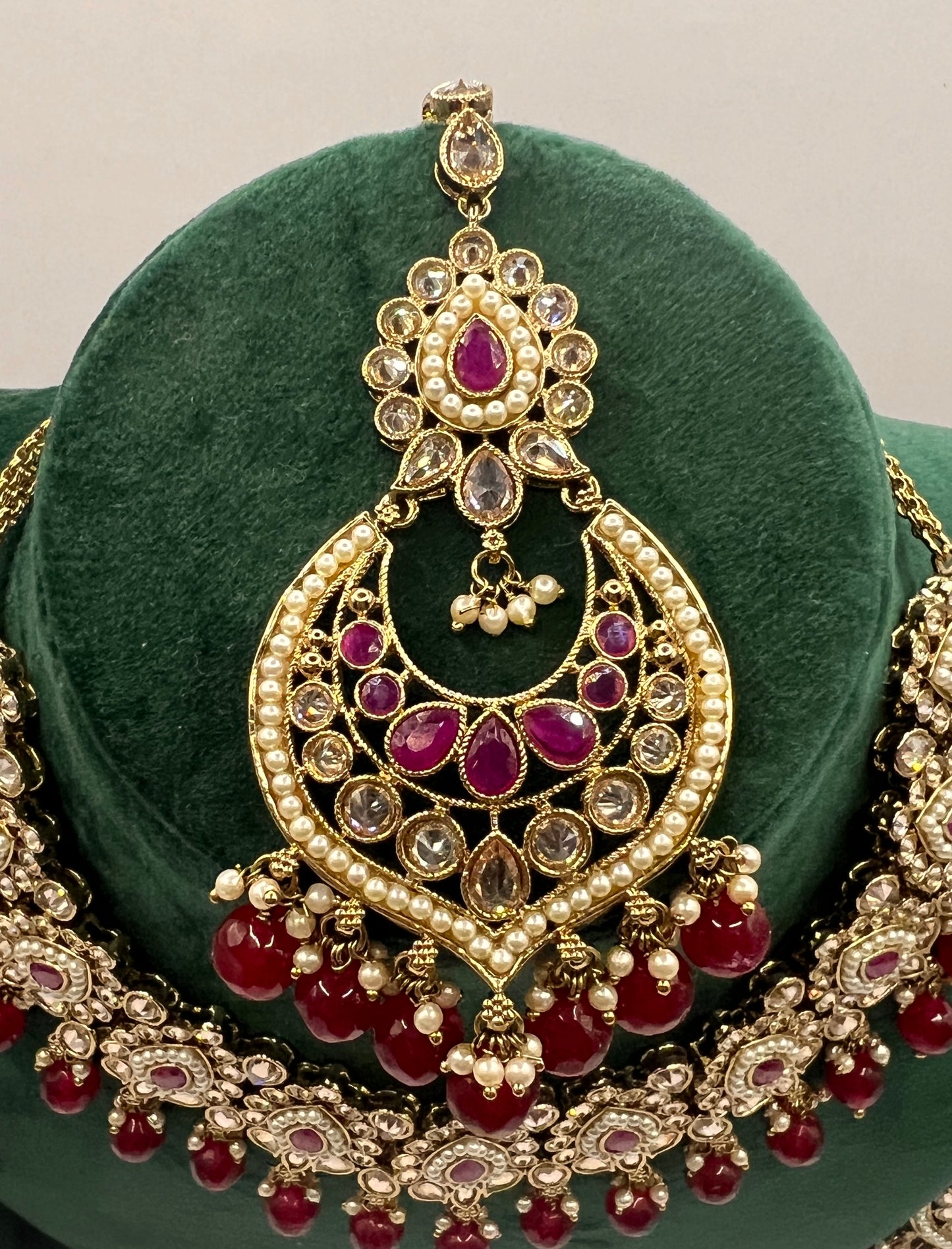 Ruby Dull Gold Necklace